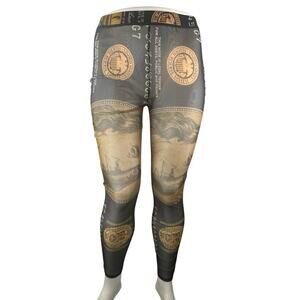 Fashion Nova Women's Multicolor Money Print Mesh Sheer Skinny Leggings Pants 1X